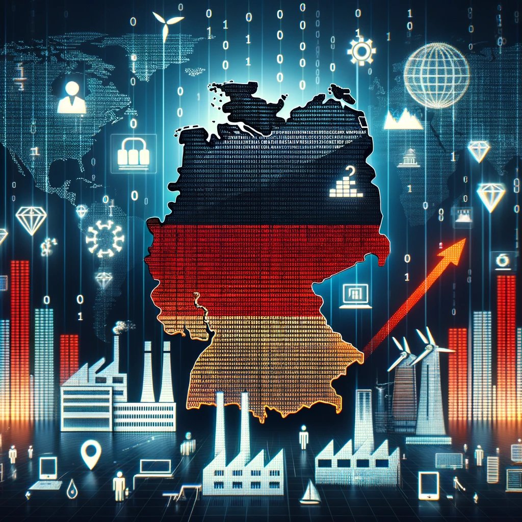 DALL·E 2024-03-24 19.10.35 - Visualize the annual damages caused by cyber attacks in Germany, affecting both the economy and public institutions, highlighting the growing threat. 